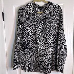 Black and White Animal Print Blouse